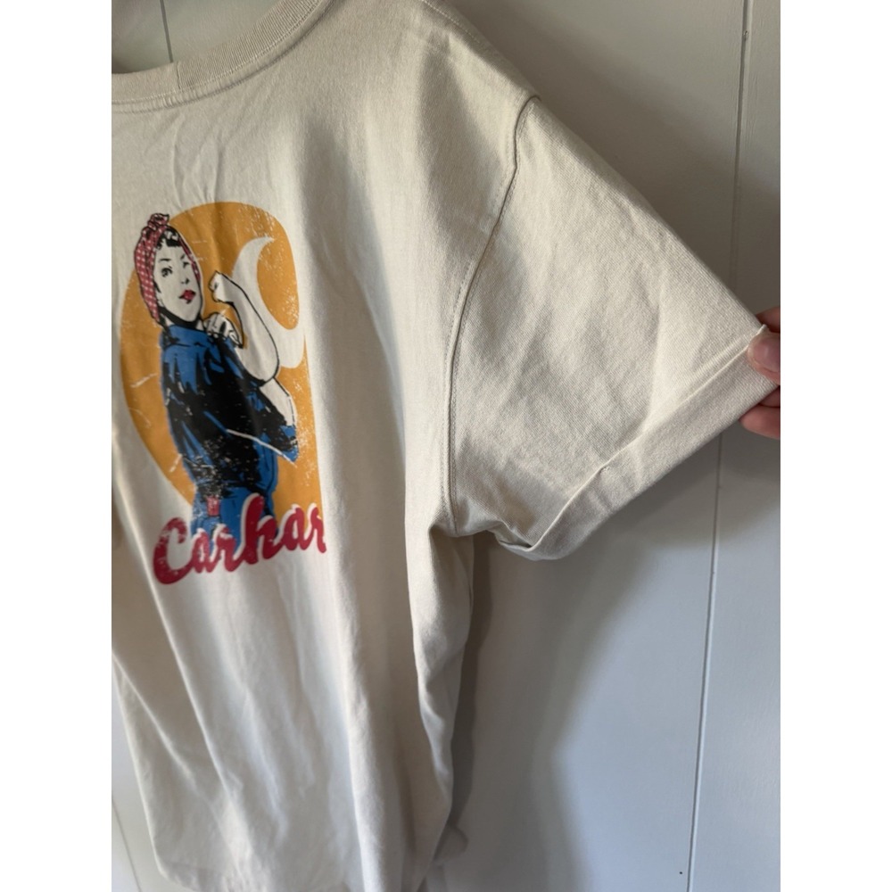 Carhartt Women's Rosie the Riveter We Can Do It Graphic T-Shirt Cream Size Large - Picture 5 of 7